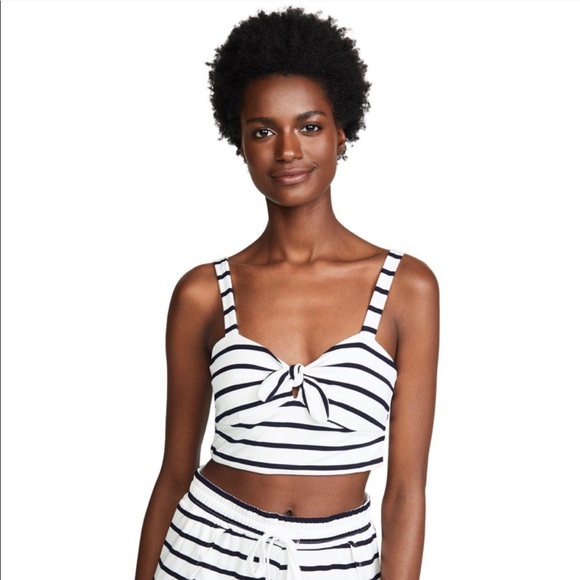 Revolve BB Dakota White Navy Crop Top S - Picture 3 of 4